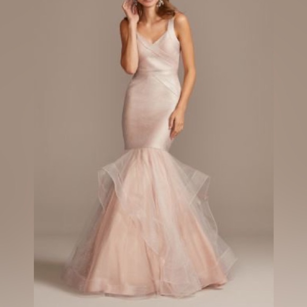 GORGEOUS David’s Bridal Blush Bandage Mermaid Trumped Gown